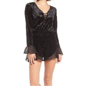 Band of Gypsies velvet romper with lace up front